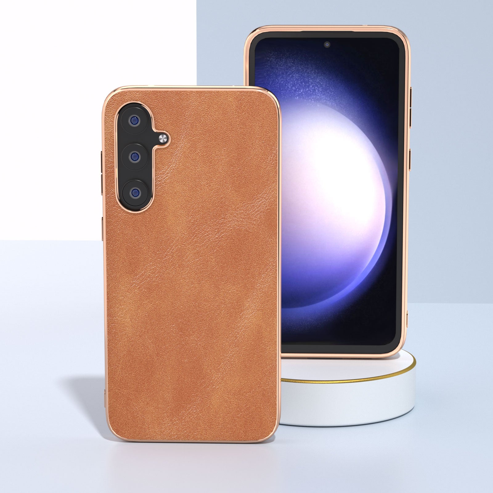 For Samsung Galaxy S23 FE Cowhide Texture Phone Case PU Leather Coated PC TPU Electroplating Cover For Samsung Galaxy S23 FE Cowhide Texture Phone Case PU Leather Coated PC TPU Electroplating Cover
